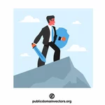 Entrepreneur holding a sword and a shield