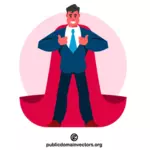 Businessman in red superhero cape