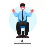Empresário usando capacete VR
