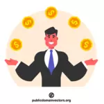 Biznesmen żonglujący monetami