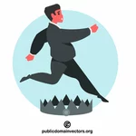 Businessman jumps over the trap