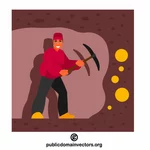 A miner is mining gold