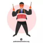 Businessman playing drums