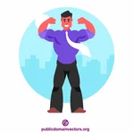 Businessman is flexing his muscles