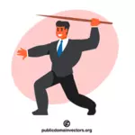 Businessman throwing a javelin
