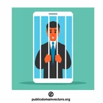 Businessman trapped on the smarphone