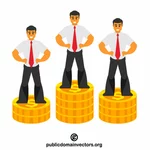 Pengusaha berdiri di atas koin