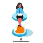 Businesswoman sitting on the hourglass