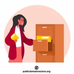 Businesswoman sorts documents