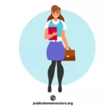 Mujer de negocios con un maletín marrón