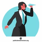 Businesswoman with paper airplane