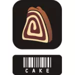 Vector image of two piece sticker for cake with barcode