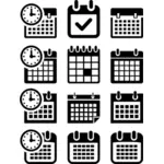 Disegno di set di icone computer calendario vettoriale