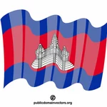 Waving flag of Cambodia