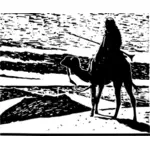 Jinete de camello con vistas a las dunas de arena vectoriales Prediseñadas