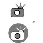 Fotocamera con ClipArt vettoriali di icona flash