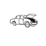 Auto met open kofferbak vector illustraties