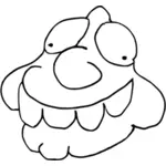 Cartoon big toothed monster line vector drawing