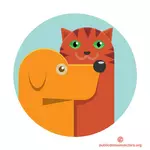猫和狗的卡通风格