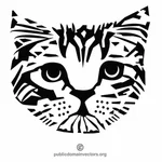 猫白黒ステンシル クリップアート