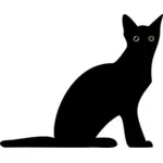 Silhouette vector illustration of cat with glowing eyes