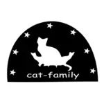 흑인과 백인 고양이 가족 로고의 그래픽