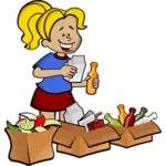 Vector image  of girl with bags