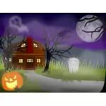 Halloween haunted house vector drawing