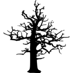 Silhouette drawing of Halloween small dead tree | Public domain vectors