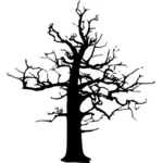 Silhouette drawing of Halloween large dead tree