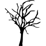 Silhouette drawing of Halloween small dead tree