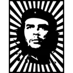 Che Guevara muotokuva raidallisessa taustavektorikuvassa