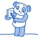 Vektor illustration av Panda i pastell blå färg