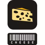 奶酪和条码的两片贴纸矢量剪贴画
