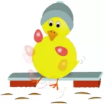 Easter chicken juggling eggs vector  image