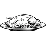 Vector clip art of whole chicken on a plate