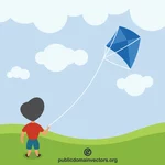 Child playing with a kite