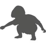Vector illustration of silhouette of a boy squatting