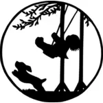 Child on swing silhouette vector image