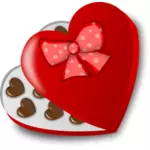 Caixa em forma de coração de ilustração vetorial de chocolates