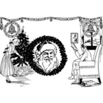 Santa przynosi Boże Narodzenie prezenty grafika wektorowa