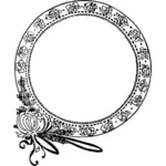 Rounded mirror frame with flower decorations vector drawing