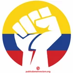 Zaciśniętą pięść z kolumbijską flagą