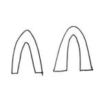 Vector clip art of quick sketch of two arches