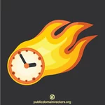 Clock with flame trail