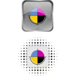 Vektorritning av ikonen för CMYK-färgpalett