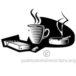 Káva a cigarety vektorové ilustrace