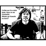 Man in coffee shop vector illustration
