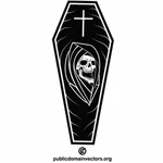 Coffin with skull symbol