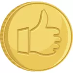 Vector image of coin with thumb up